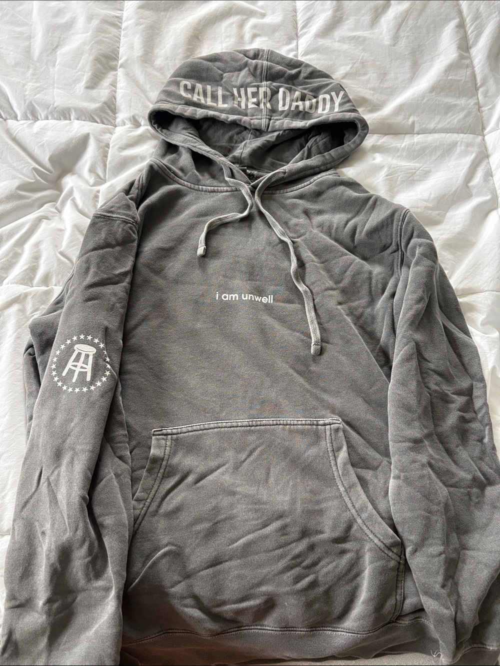 Gray "i am unwell" Pullover Hoodie with Hood Text